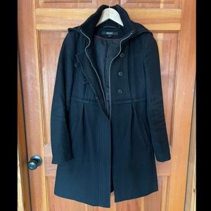 DKNY black high waist, pleated pea coat